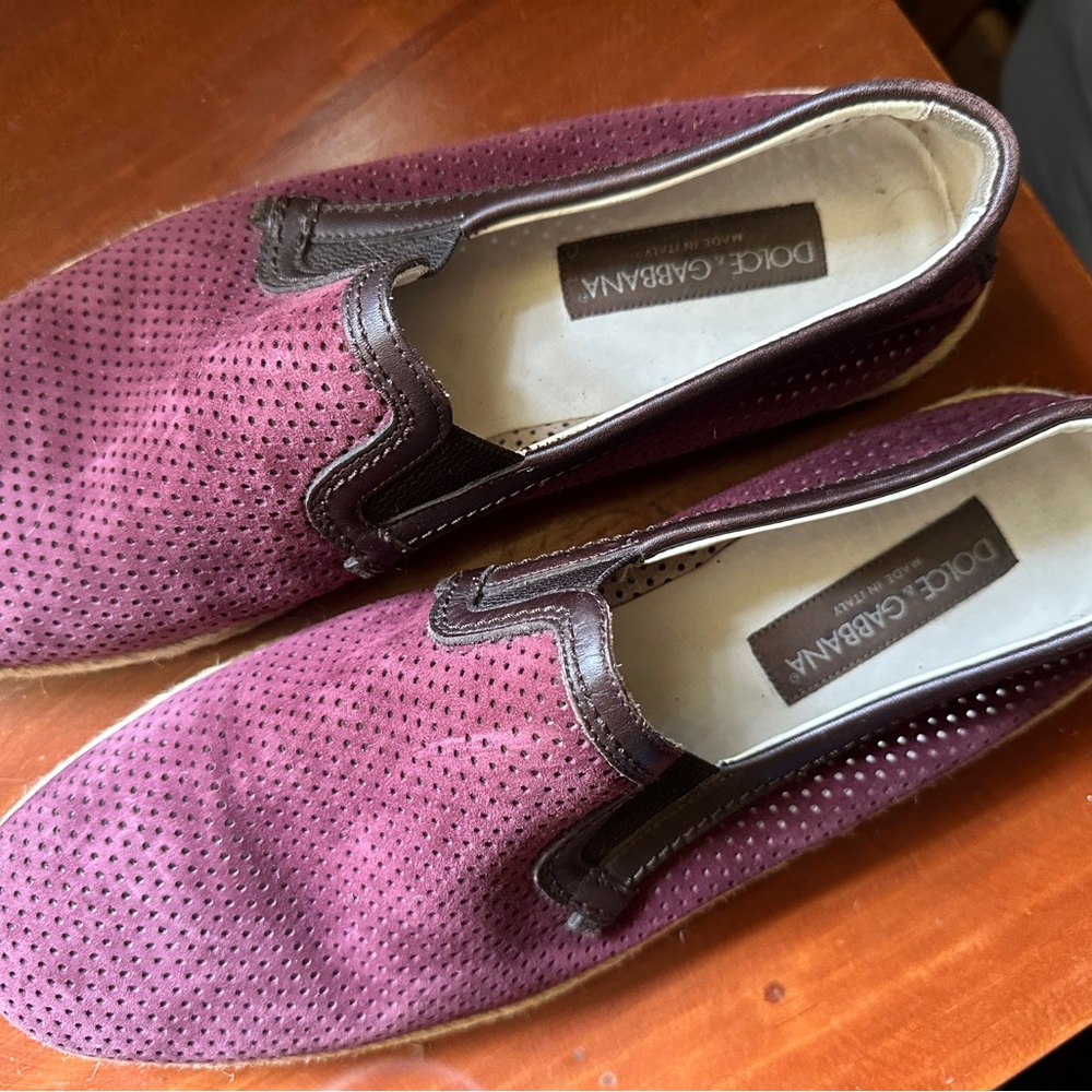 Dolce & Gabbana Maroon Perforated Loafers